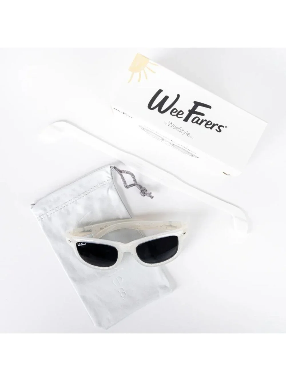 WEEFARERS Original White Sunglasses Size Ages 7-12 NEW NIB